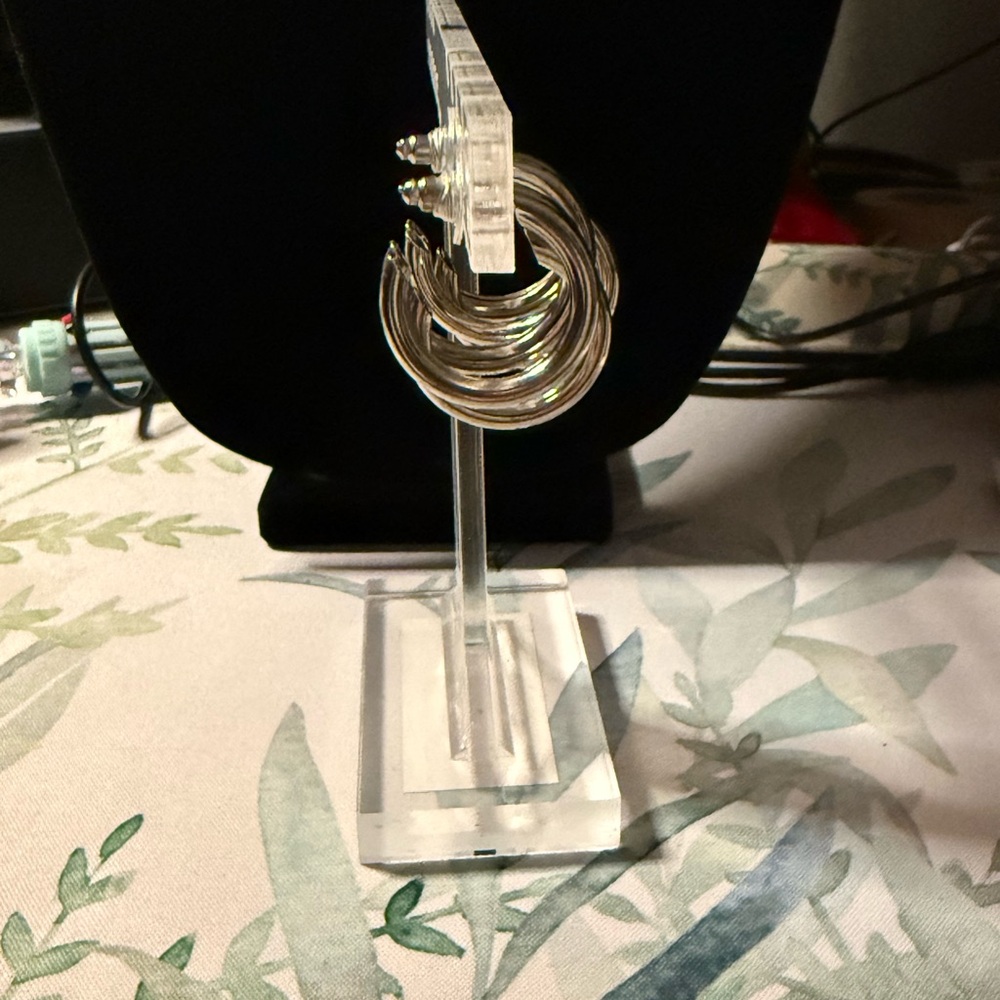 Silver Hoop Earrings - Picture 4 of 5